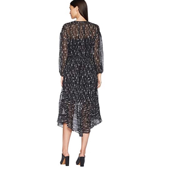 VINCE Brushstroke Silk Midi Dress - Picture 2 of 8